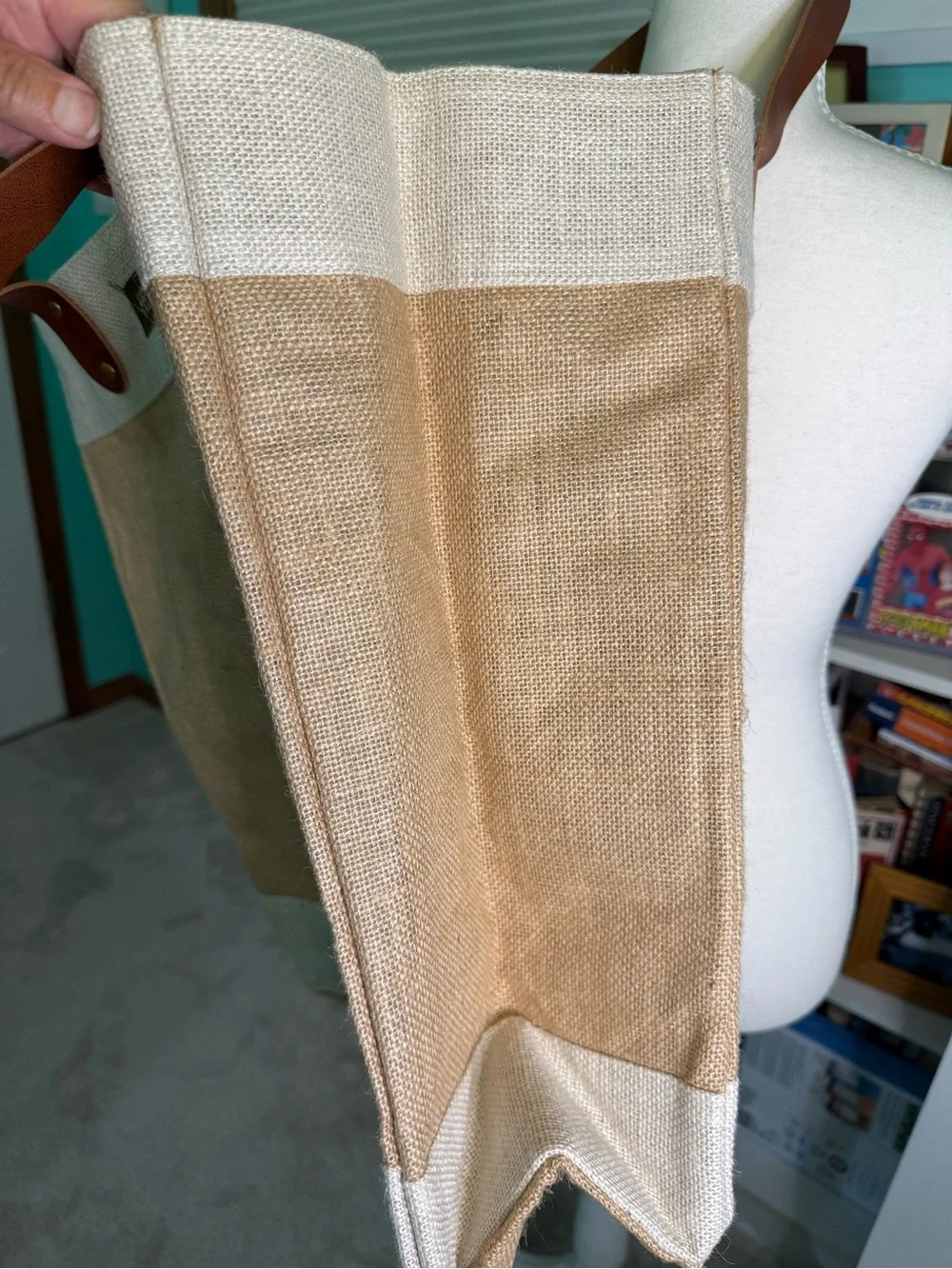 St. Regis-branded Beach Tote Bag in Natural Brown & Cream